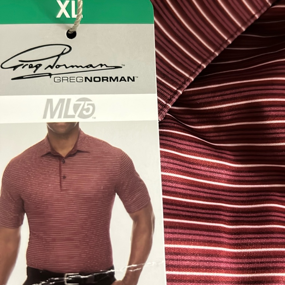 NWT Greg Norman Performance Polo red with stripes size XL